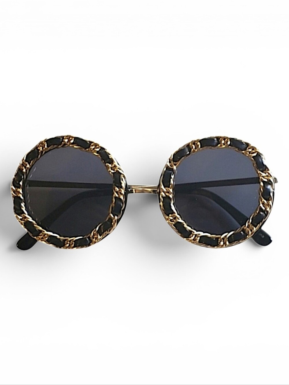 Gold and Black Chain-Detail Sunglasses. Nwot